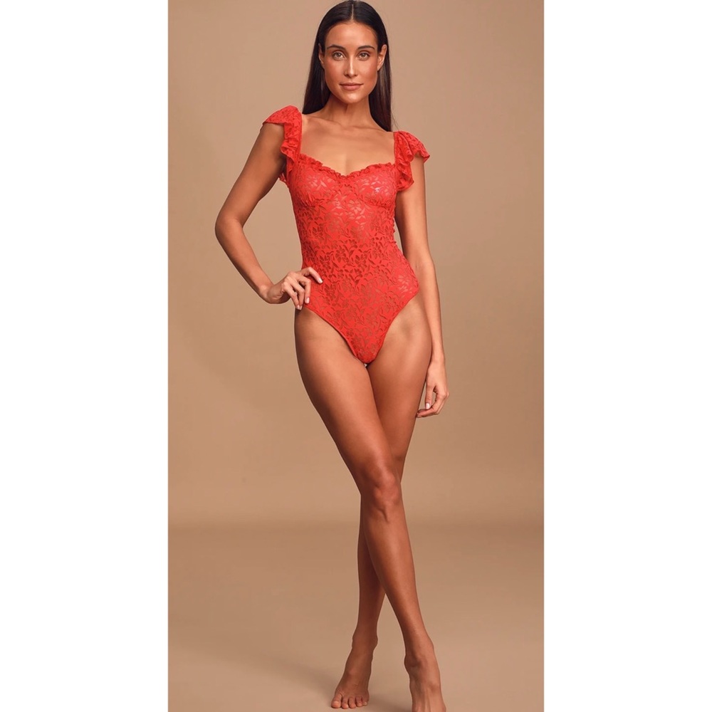 Free People Olivia Red Bodysuit M